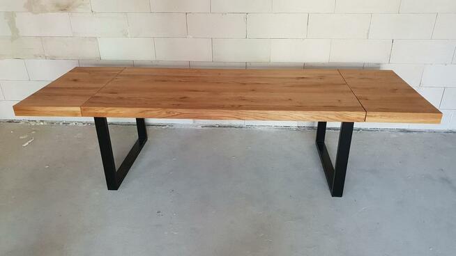 Stół dębowy rozkładany 3 m blat 8 cm Loft industrial Transpo