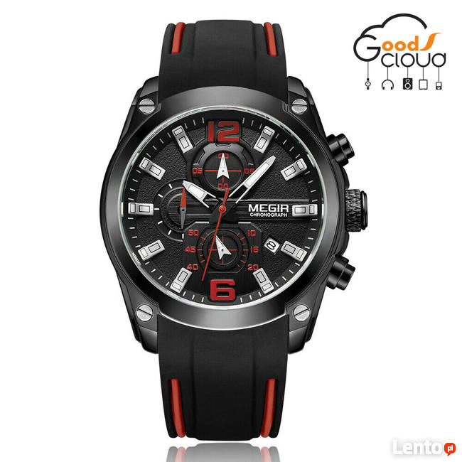 LUXURY chronograph date zegarek WR 3 ATM
