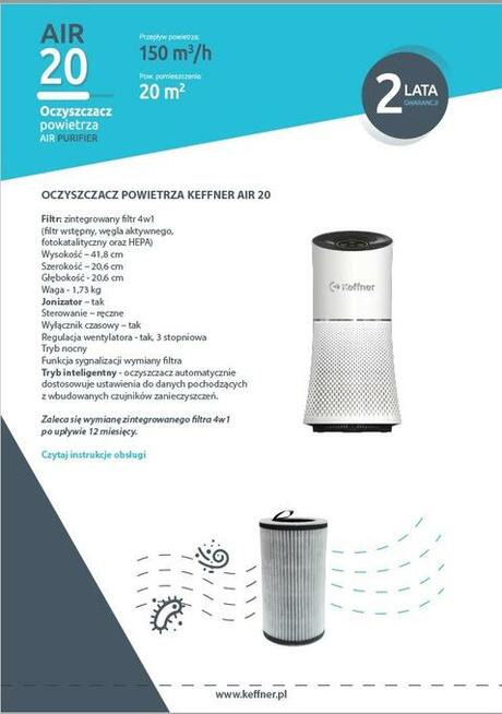 Keffner oczyszczacze powietrza AIR jakość HEPA