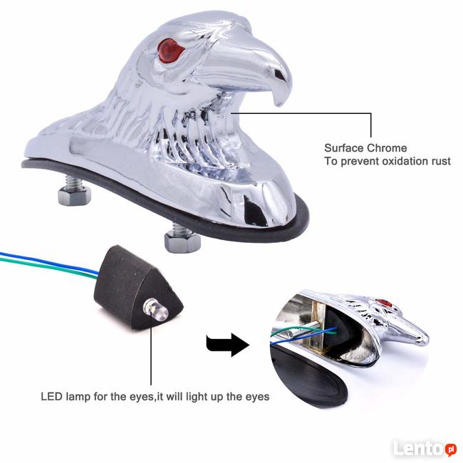 Ornament orzeł chromowany na błotnik motocykla tuning bobber