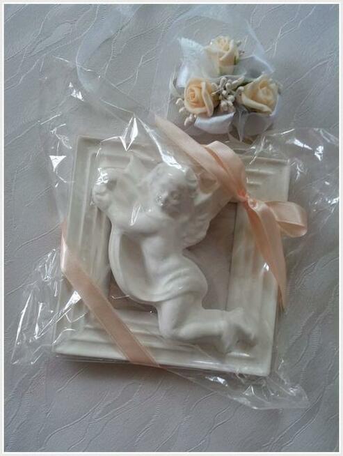 Aniołki podziękowanie dla gości gips, sklejka