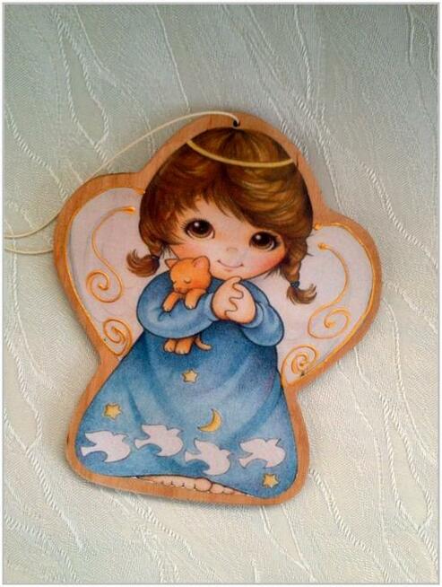 Aniołki podziękowanie dla gości gips, sklejka