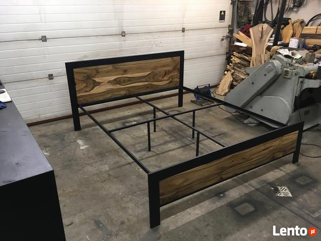Łóżko stal & Drewno