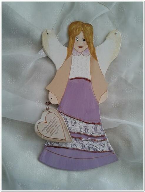 Aniołki podziękowanie dla gości gips, sklejka