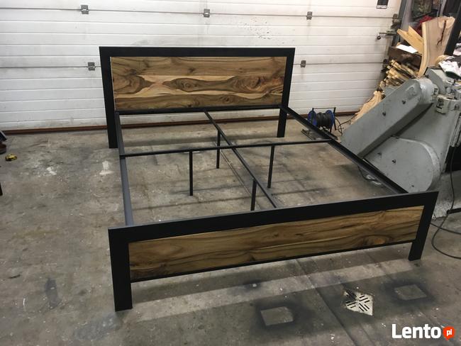 Łóżko stal & Drewno
