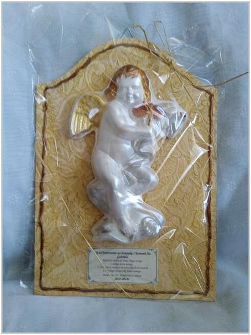 Aniołki podziękowanie dla gości gips, sklejka