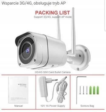 KAMERA 3G 4G zewnętrzna GSM SIM 5Mpx 2592x1944