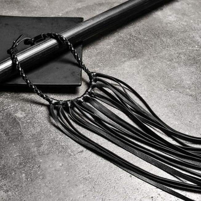 Naszyjnik skórzany skóra frędzle gotyk sexowny sex metal got