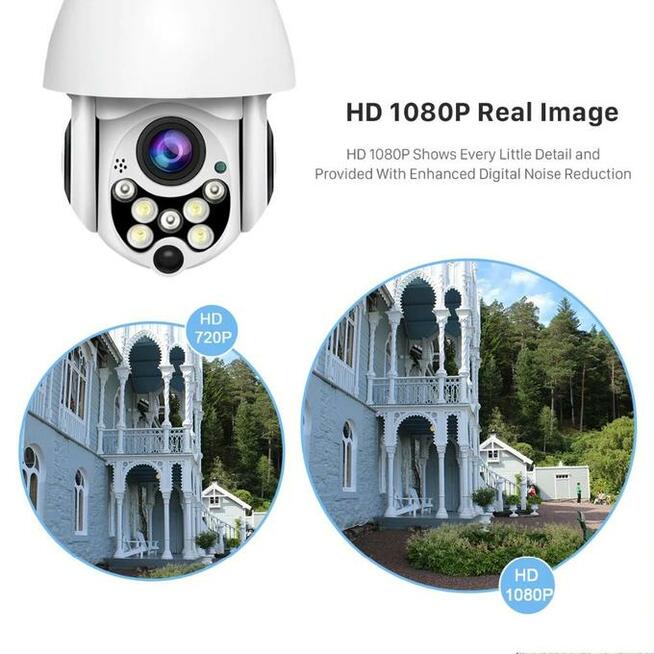 Obrotowa zewnętrzna kamera IP wifi 128GB zoom optyczny x4