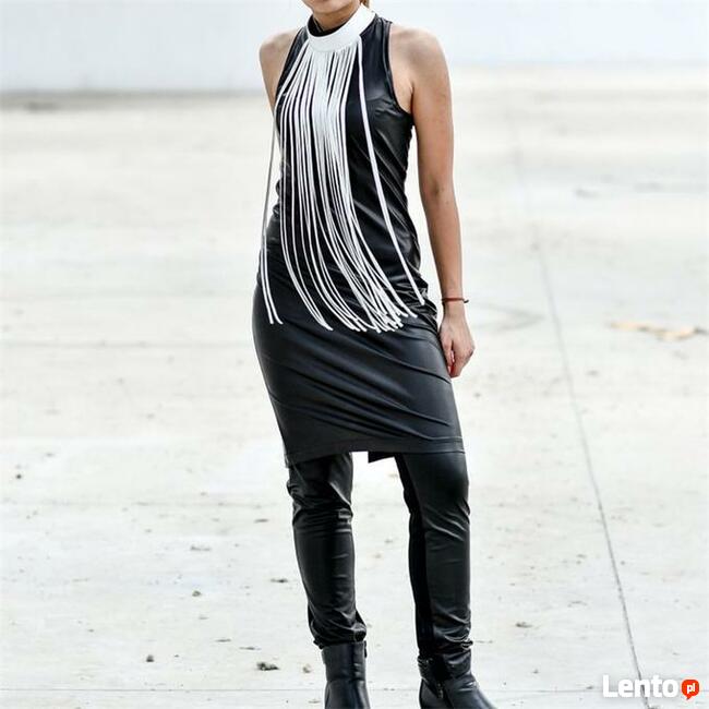 naszyjnik skórzany skóra frędzle gotyk sex metal