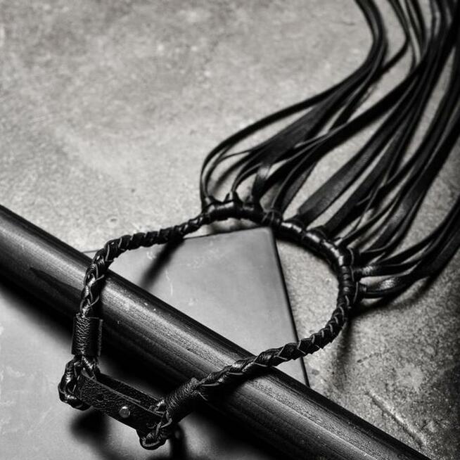 Naszyjnik skórzany skóra frędzle gotyk sexowny sex metal got