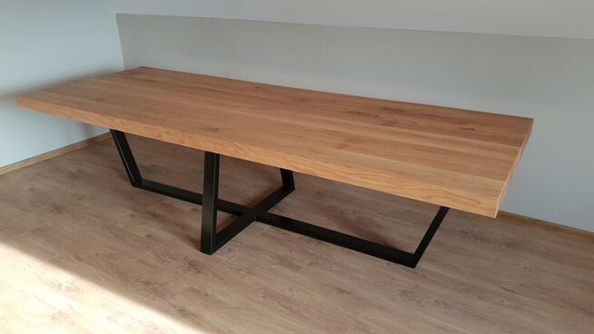 Stół dębowy 250 x 100 cm blat 4 cm Loft industrial