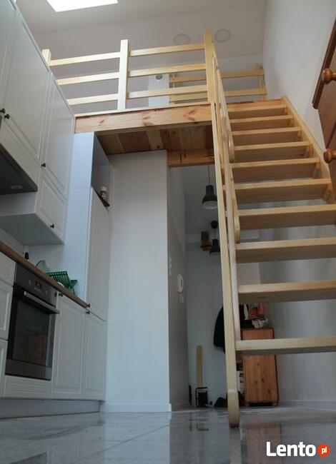 SCHODY sosnowe REGULOWANE 330x60cm z BARIERKĄ BALUSTRADĄ