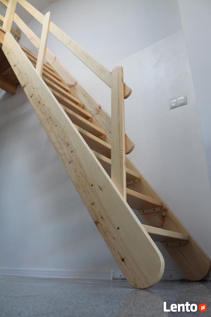 SCHODY jednobiegowe REGULOWANE Sosnowe ażurowe 360x70cm