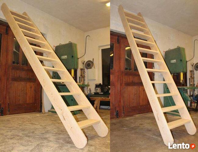 SCHODY Sosnowe REGULOWANE ażurowe jednobiegowe 390x70cm