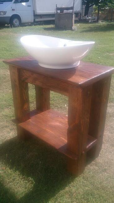 Szafka/stolik z drewna postarzane solidne grube pod umywalkę