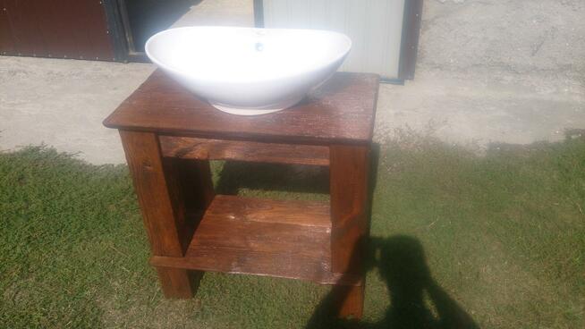 Szafka/stolik z drewna postarzane solidne grube pod umywalkę