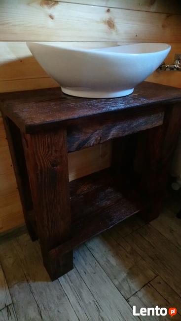 Szafka/stolik z drewna postarzane solidne grube pod umywalkę
