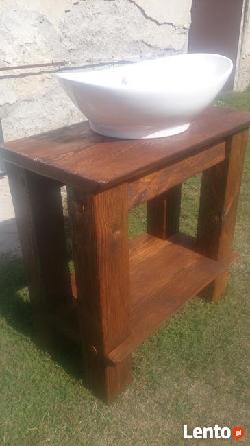 Szafka/stolik z drewna postarzane solidne grube pod umywalkę