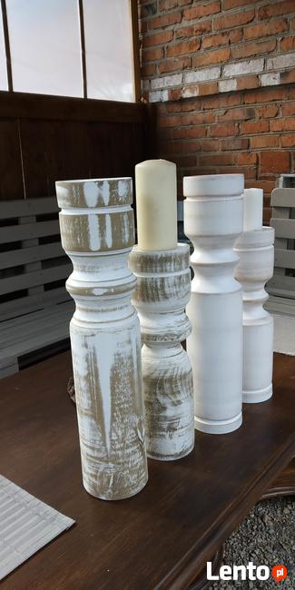 Dekoracje świeczniki toczone drewniane wyroby Rękodzieło