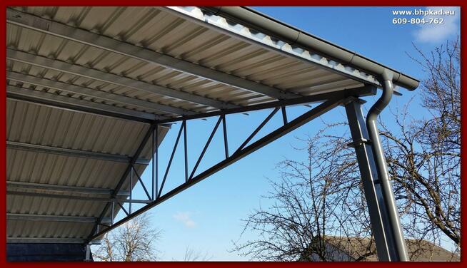 Wiata. Konstrukcja stalowa. Wiązary kratowe 11x16x3m.