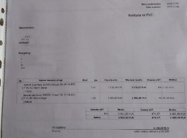 Aparat słuchowy Audiofon WIDEX Unique 50 US-FA BTE-GWARANCJA
