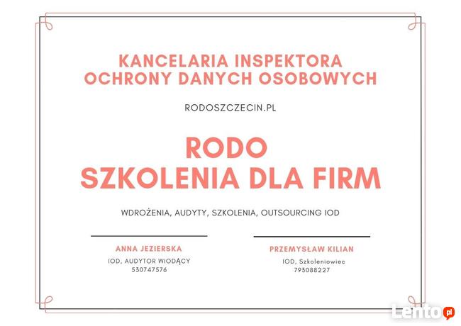 RODO Szkolenia, outsourcing Inspektora Ochrony Danych