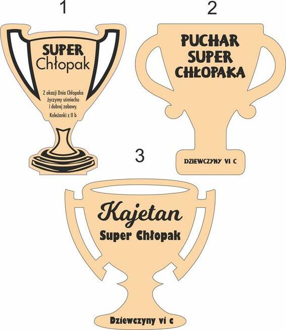 Puchar ze sklejki z okazji Dnia Chłopaka