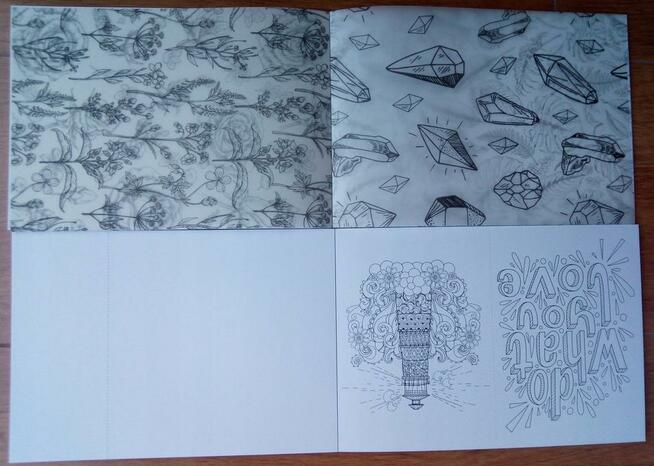 Kolorowanka antystresowa kreatywna pocztówki naklejki bilety