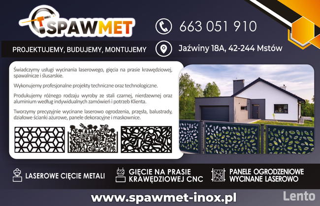 Wycinane laserowo metalowe ogrodzenia, panele, balustrady