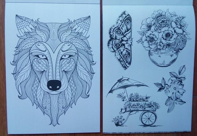 Kolorowanka antystresowa kreatywna pocztówki naklejki bilety