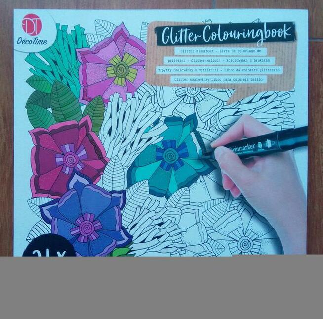 Kreatywna Kolorowanka antystresowa z brokatem motywy kwiatów