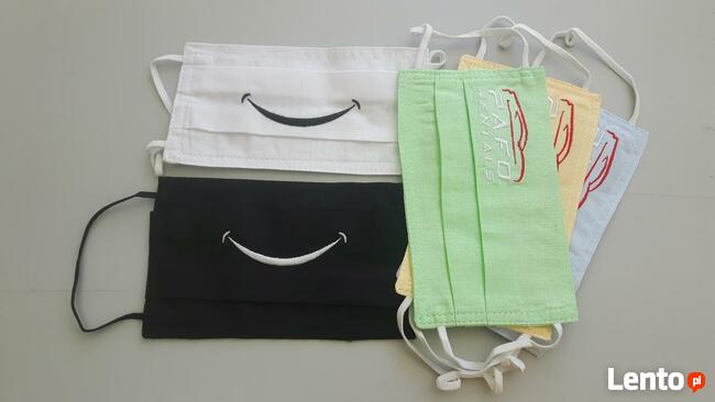 Maseczki z haftem HAFT logo Twój napis personalizowane baweł