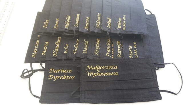 Maseczki z haftem HAFT logo Twój napis personalizowane baweł