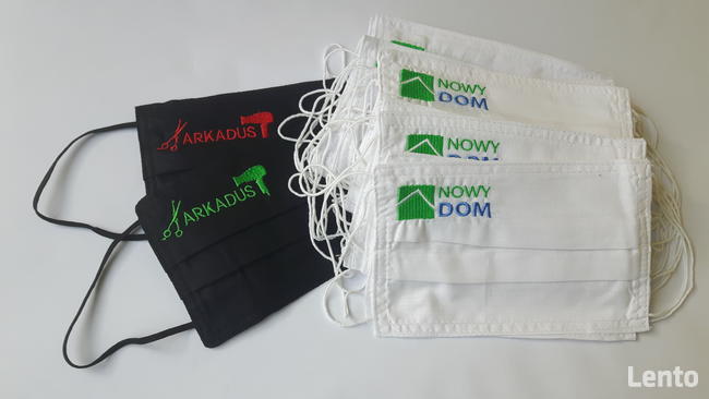 Maseczki z haftem HAFT logo Twój napis personalizowane baweł