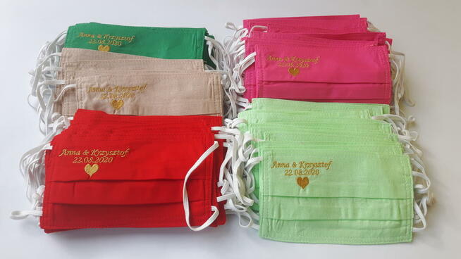 Maseczki z haftem HAFT logo Twój napis personalizowane baweł