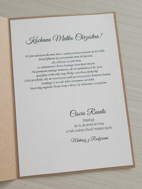 Podziękowania upomi dla chrzestnych dziadków komunia chrzest