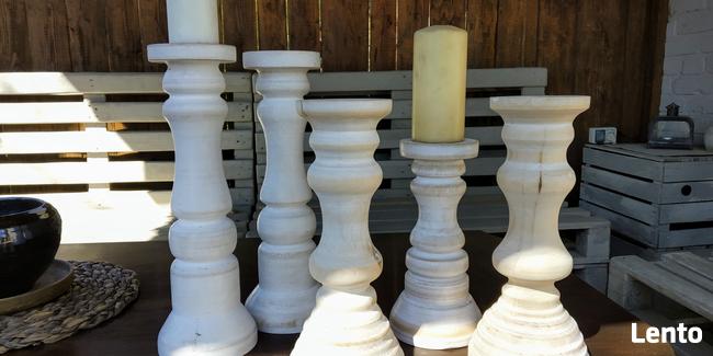 Dekoracje świeczniki toczone drewniane wyroby Rękodzieło