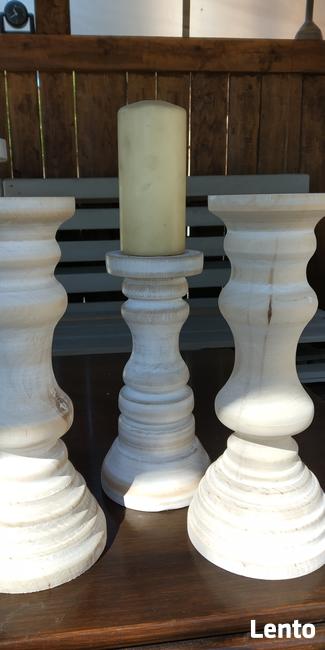 Dekoracje świeczniki toczone drewniane wyroby Rękodzieło