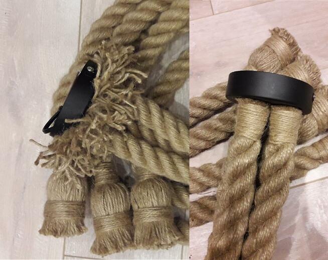 Lampa wisząca z liny jutowej 3 ramiona żyrandol pająk