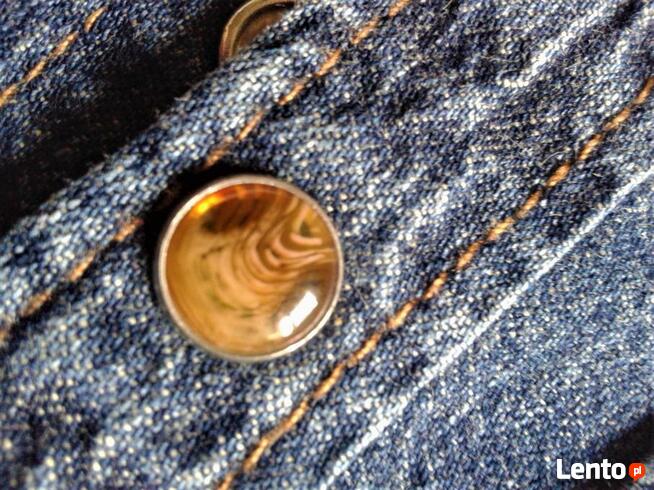 Jeansowa, damska koszula z napami