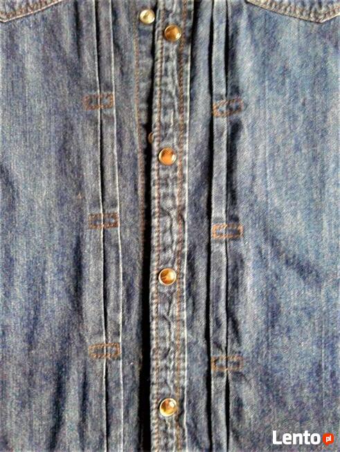 Jeansowa, damska koszula z napami