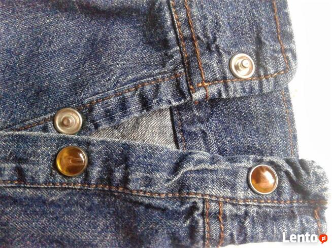 Jeansowa, damska koszula z napami
