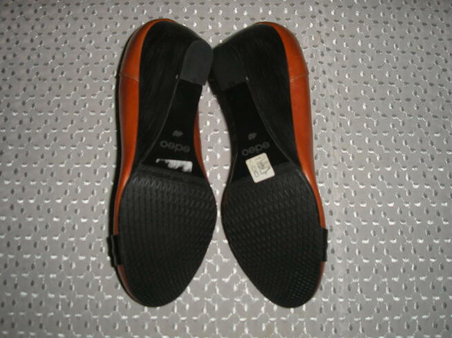 nowe czółenka-koturny edeo 40 26cm. skóra naturalna