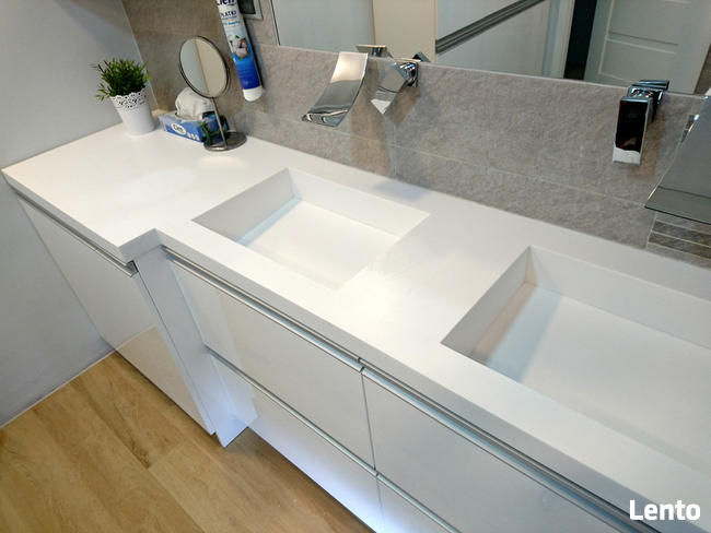 Umywalki podwójne z blatem Umywalka na wymiar Corian Staron