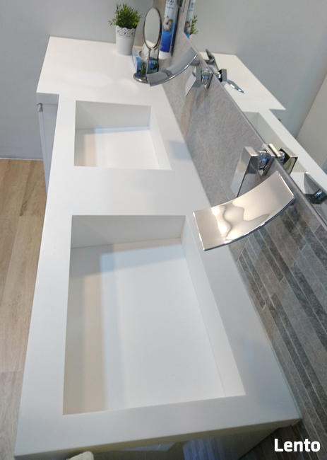 Umywalki podwójne z blatem Umywalka na wymiar Corian Staron