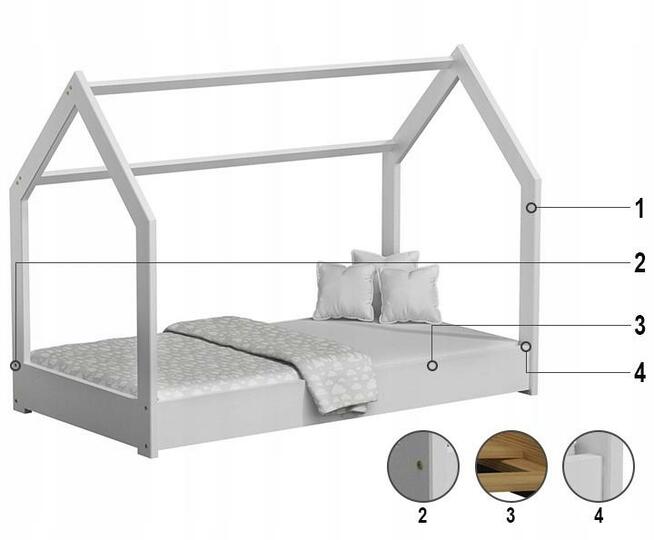 Białe łóżko dziecięce domek 80x160 sosnowe