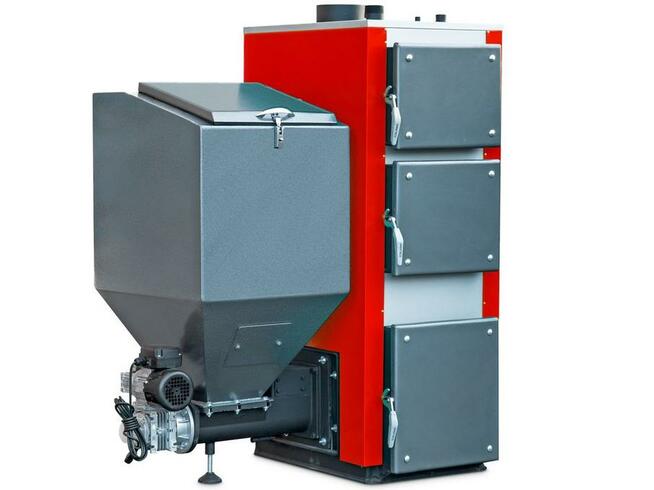 Kocioł z podajnikiem na ekogroszek + ruszt drewno 10kW >60m2