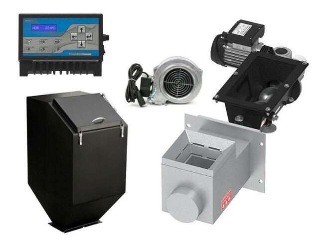 Kocioł z podajnikiem na ekogroszek + ruszt drewno 10kW >60m2