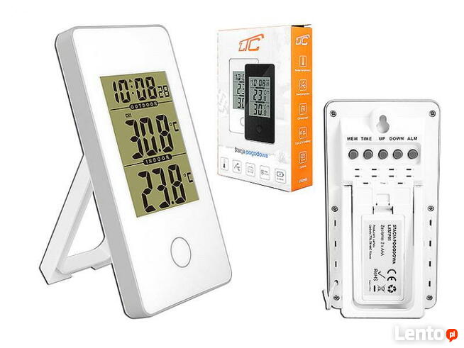 STACJA POGODOWA TERMOMETR, BUDZIK, BIAŁA